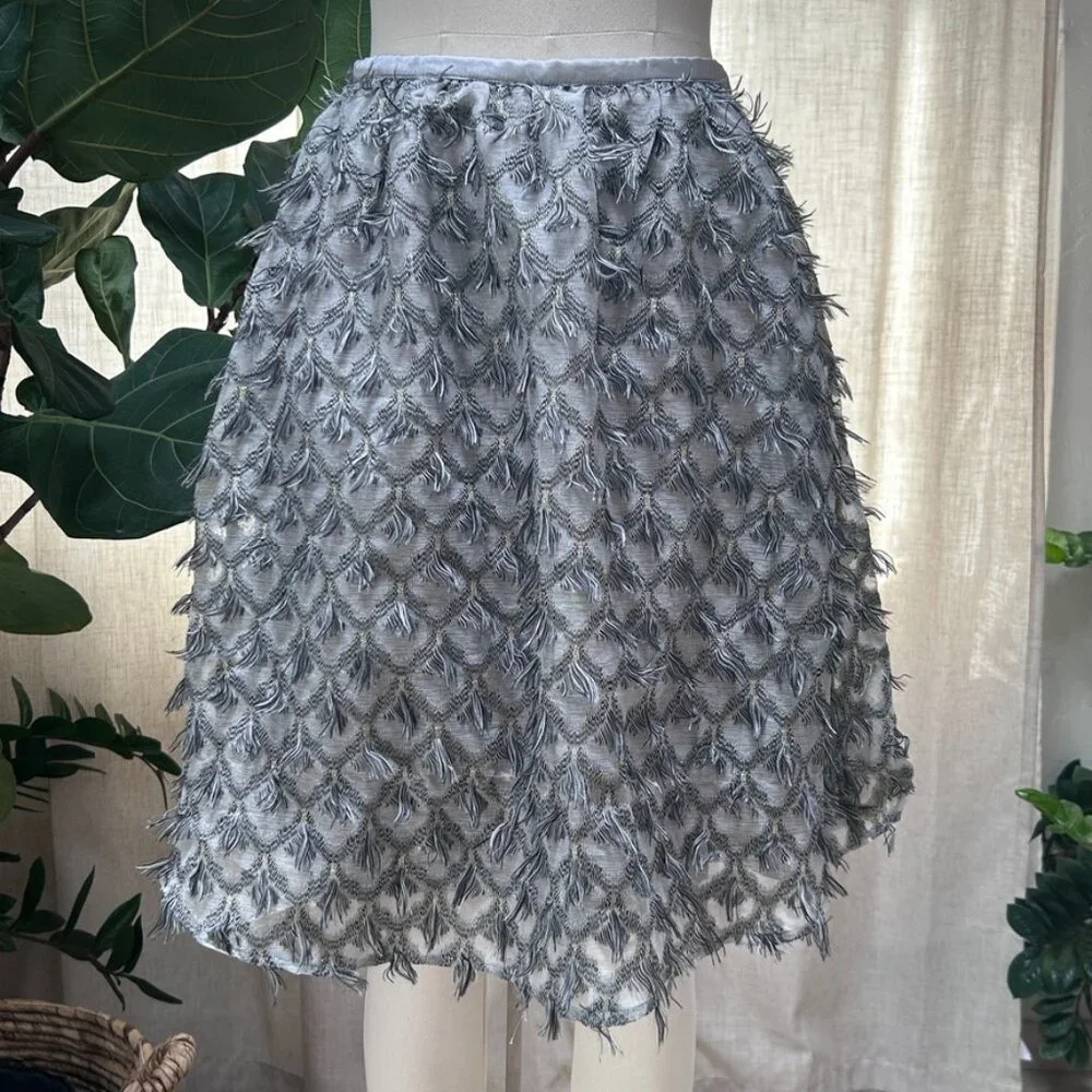 Anthropologie Modern Parisian Romantic Textured Midi Skirt Pockets NWT Womens S